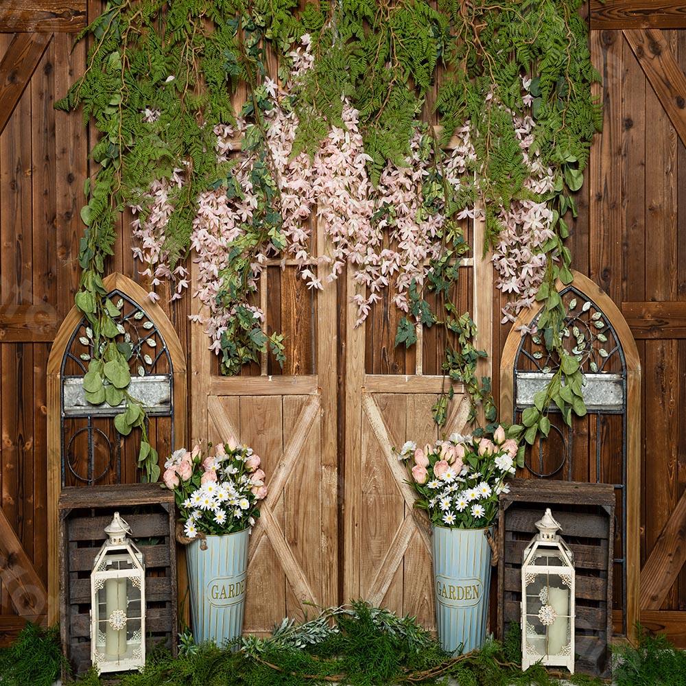Kate Fondo de pared de madera marrón de vid de flores de primavera diseñado por Emetselch