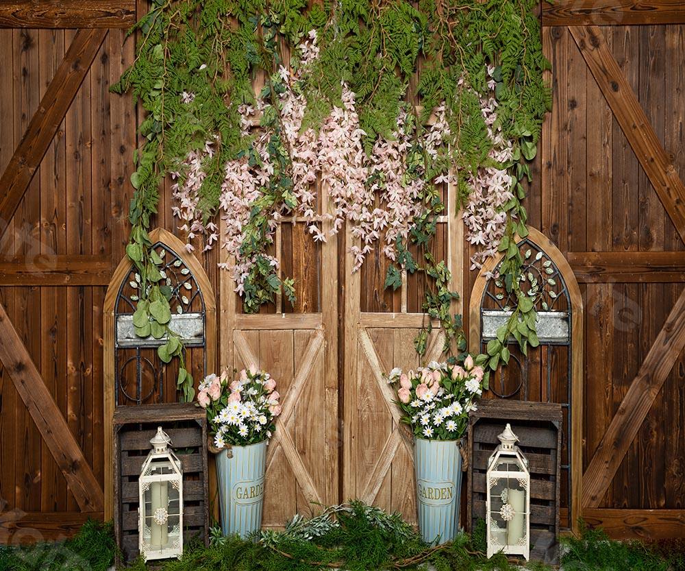 Kate Fondo de pared de madera marrón de vid de flores de primavera diseñado por Emetselch