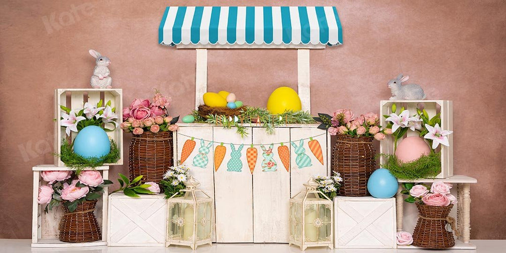 Kate Flores de fondo de conejito de huevos de Pascua de primavera diseñadas por Emetselch