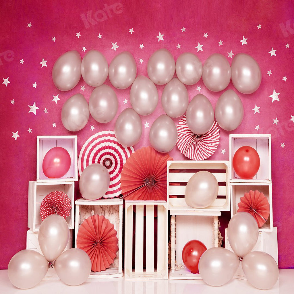 Kate Cake Smash Telón de fondo de cumpleaños de fiesta de niñas con globo rosa diseñado por Emetselch