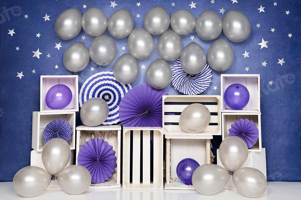 Kate Cake Smash Fondo de cumpleaños de fiesta de globos de estrellas diseñado por Emetselch