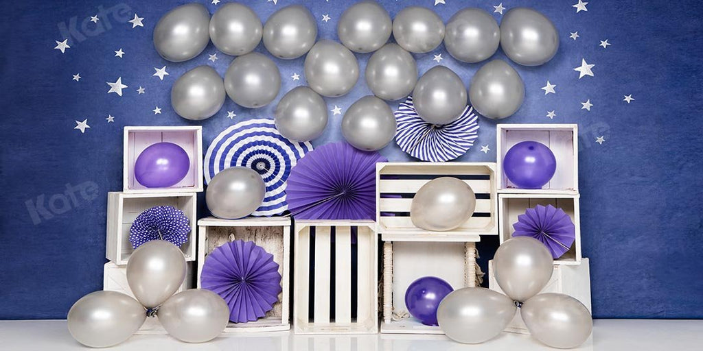 Kate Cake Smash Fondo de cumpleaños de fiesta de globos de estrellas diseñado por Emetselch