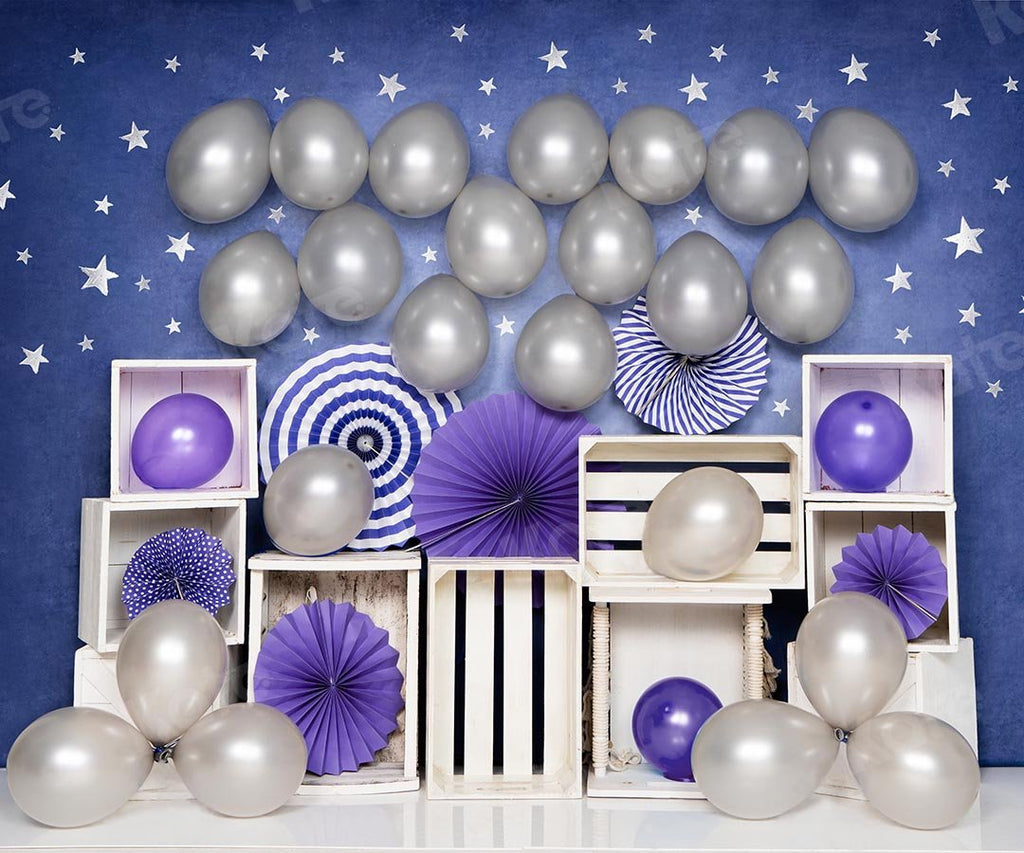 Kate Cake Smash Fondo de cumpleaños de fiesta de globos de estrellas diseñado por Emetselch