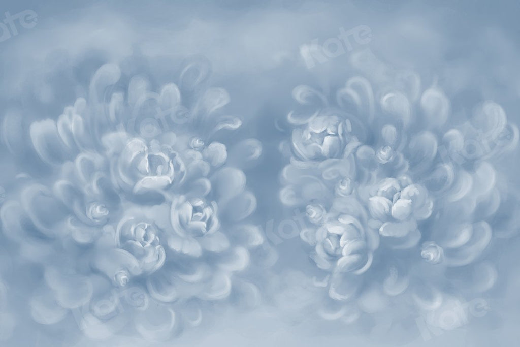 Kate Fine Art Telón de fondo de niña de flores de textura de flores azul gris por GQ