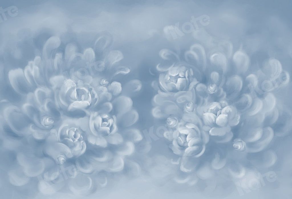 Kate Fine Art Telón de fondo de niña de flores de textura de flores azul gris por GQ