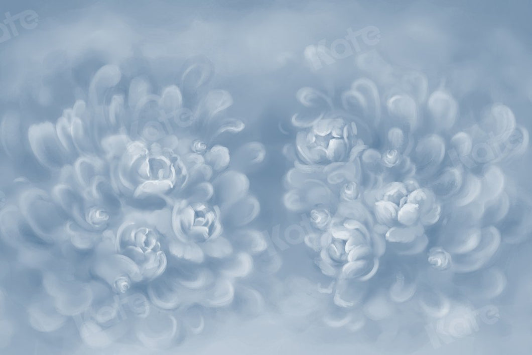 Kate Fine Art Telón de fondo de niña de flores de textura de flores azul gris por GQ