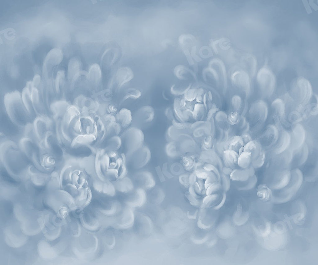 Kate Fine Art Telón de fondo de niña de flores de textura de flores azul gris por GQ