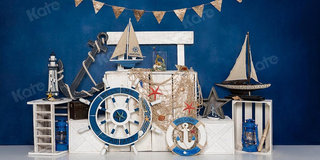Kate Telón de fondo azul de vela de marinero de verano diseñado por Emetselch