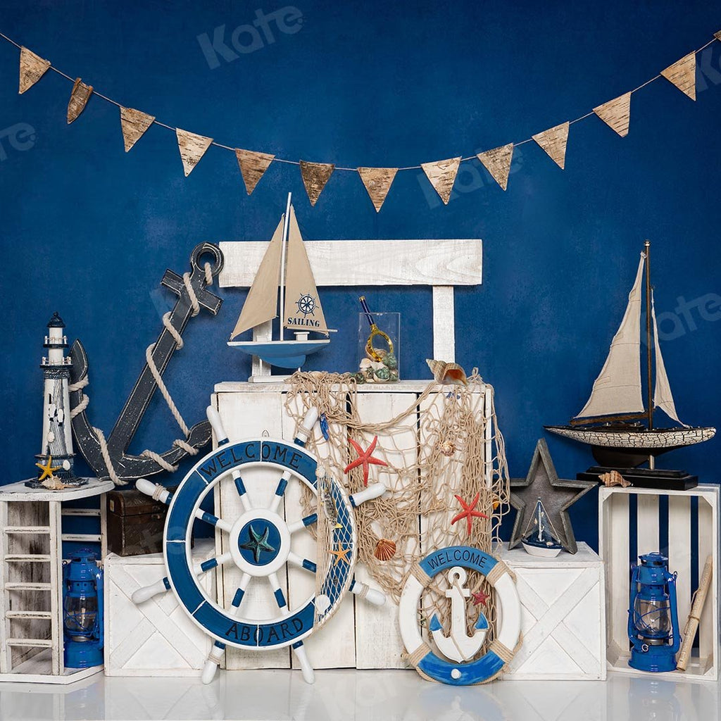 Kate Telón de fondo azul de vela de marinero de verano diseñado por Emetselch