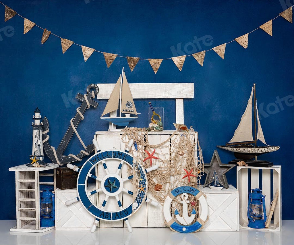 Kate Telón de fondo azul de vela de marinero de verano diseñado por Emetselch