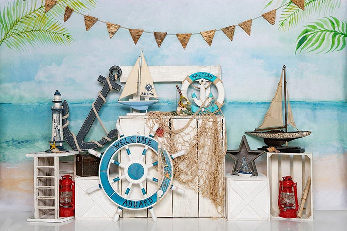 Kate Fondo de vela de marinero de playa de verano diseñado por Emetselch