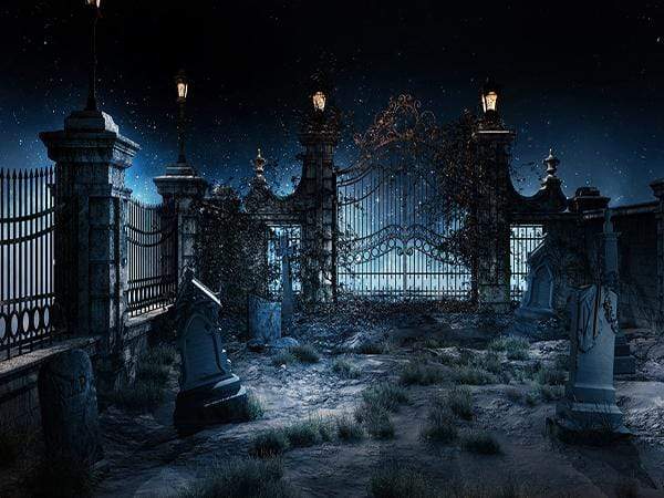 Katebackdrop：Kate Halloween Night Scene Grave Backdrop Light Photo Background