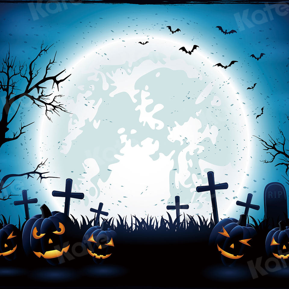 Kate Halloween Noche de luna cementerio Telón de fondo para fotografía
