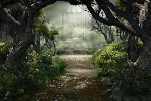 Kate bosque paisaje Telón de fondo Castillo Árbol Fantástico Pascua / Primavera