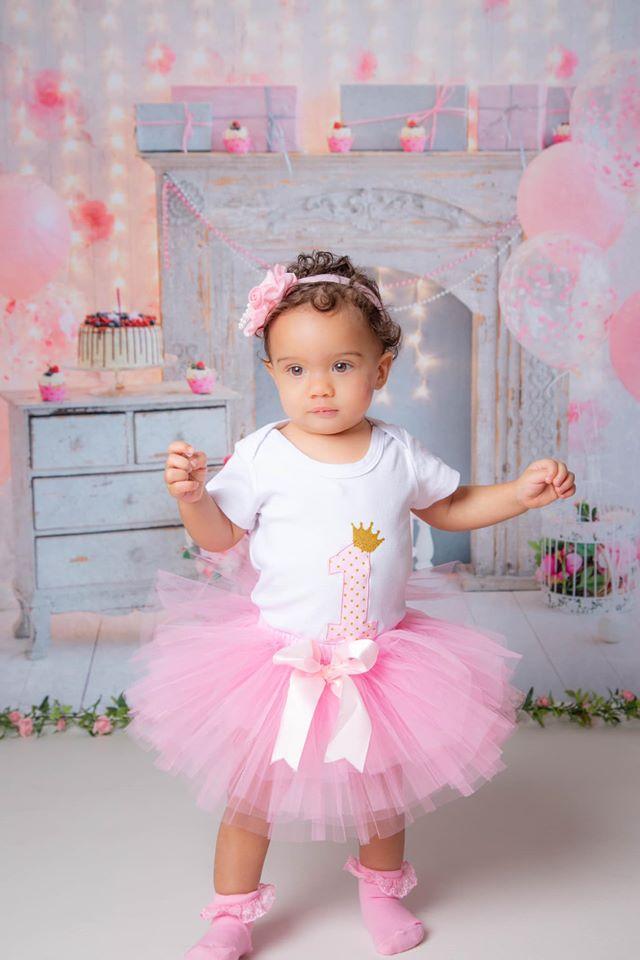 Katebackdrop£ºKate Cake Smash For Party Photography Pink 1st birthday Backdrop Balloons