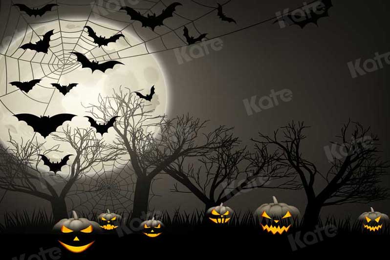 Kate Halloween Noche de luna murciélago Telón de fondo para fotografía