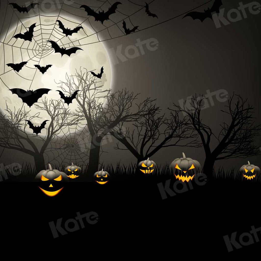 Kate Halloween Noche de luna murciélago Telón de fondo para fotografía