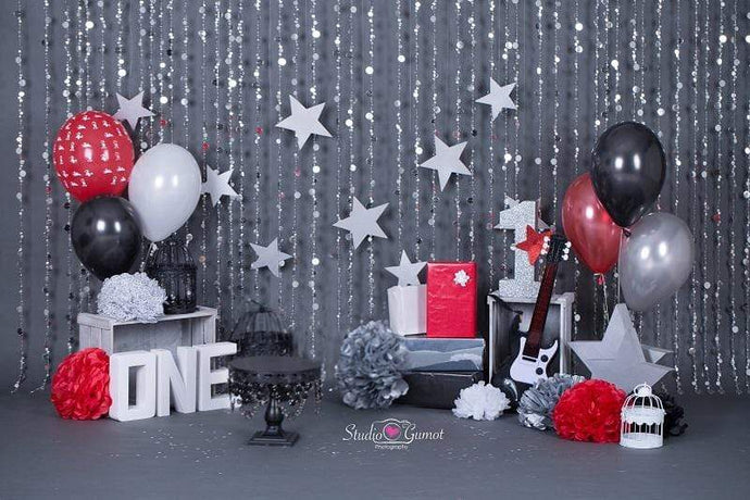 Katebackdrop：Kate rock star 1st birthday boy backdrop designed by studio gumot