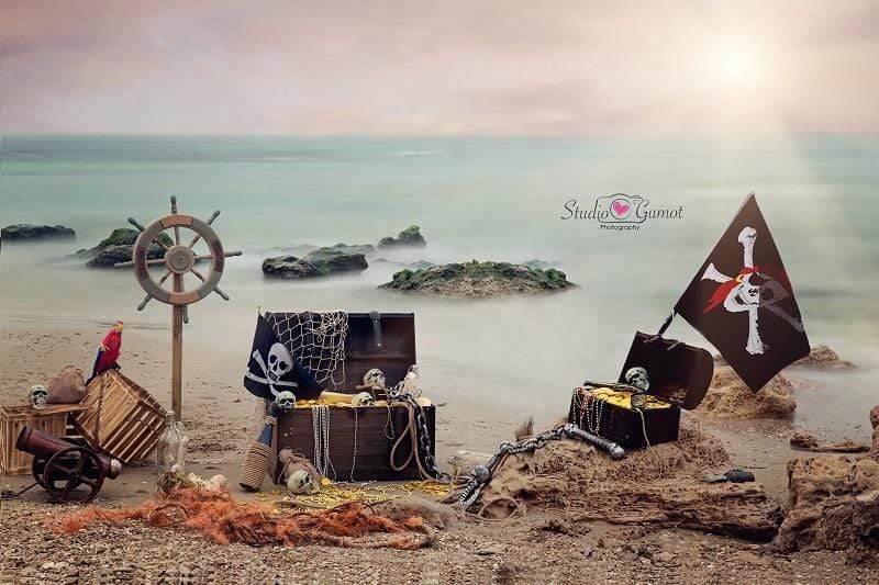 Cargar imagen en el visor de la galería, Katebackdrop：Kate Summer Sea Pirate backdrop designed by studio gumot
