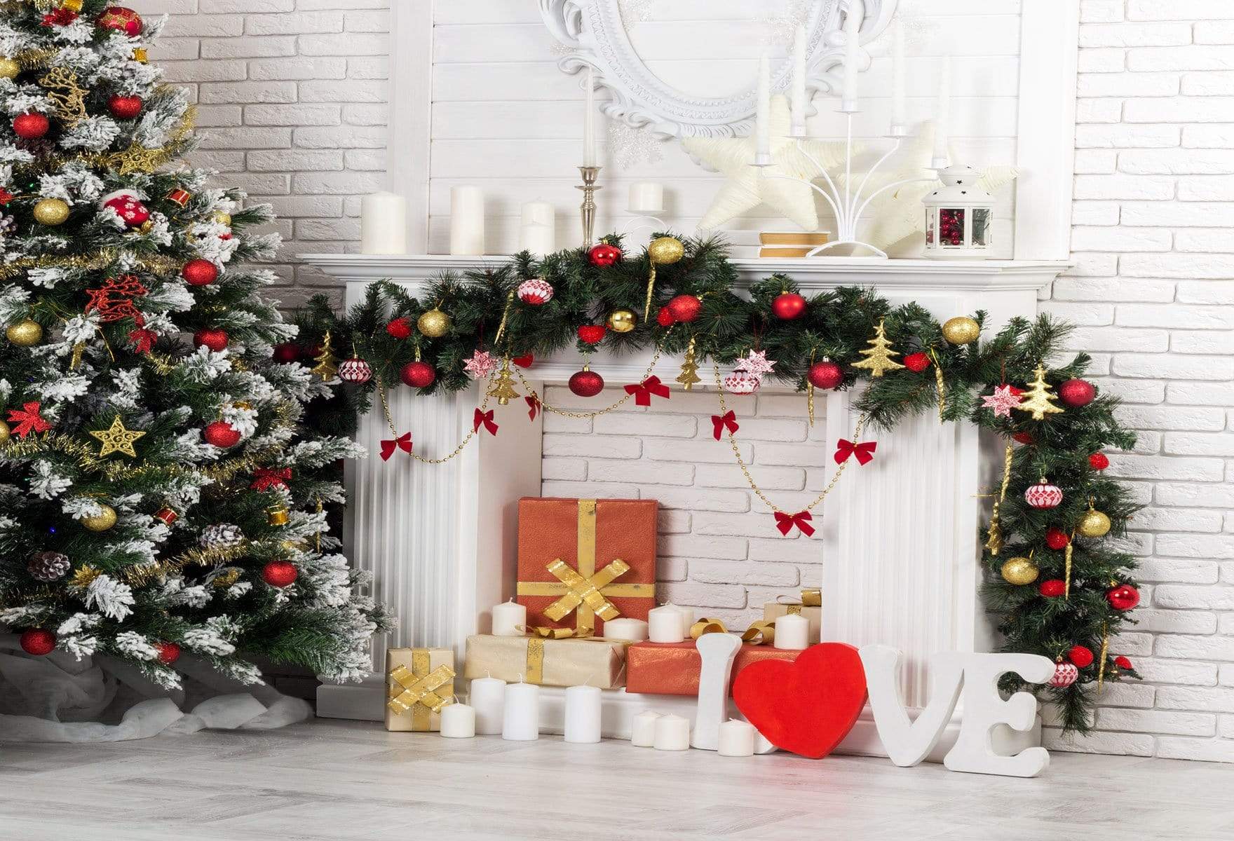 Cargar imagen en el visor de la galería, Katebackdrop£ºKate Christmas Tree And Gift Candle Decorations Backdrops for Photography