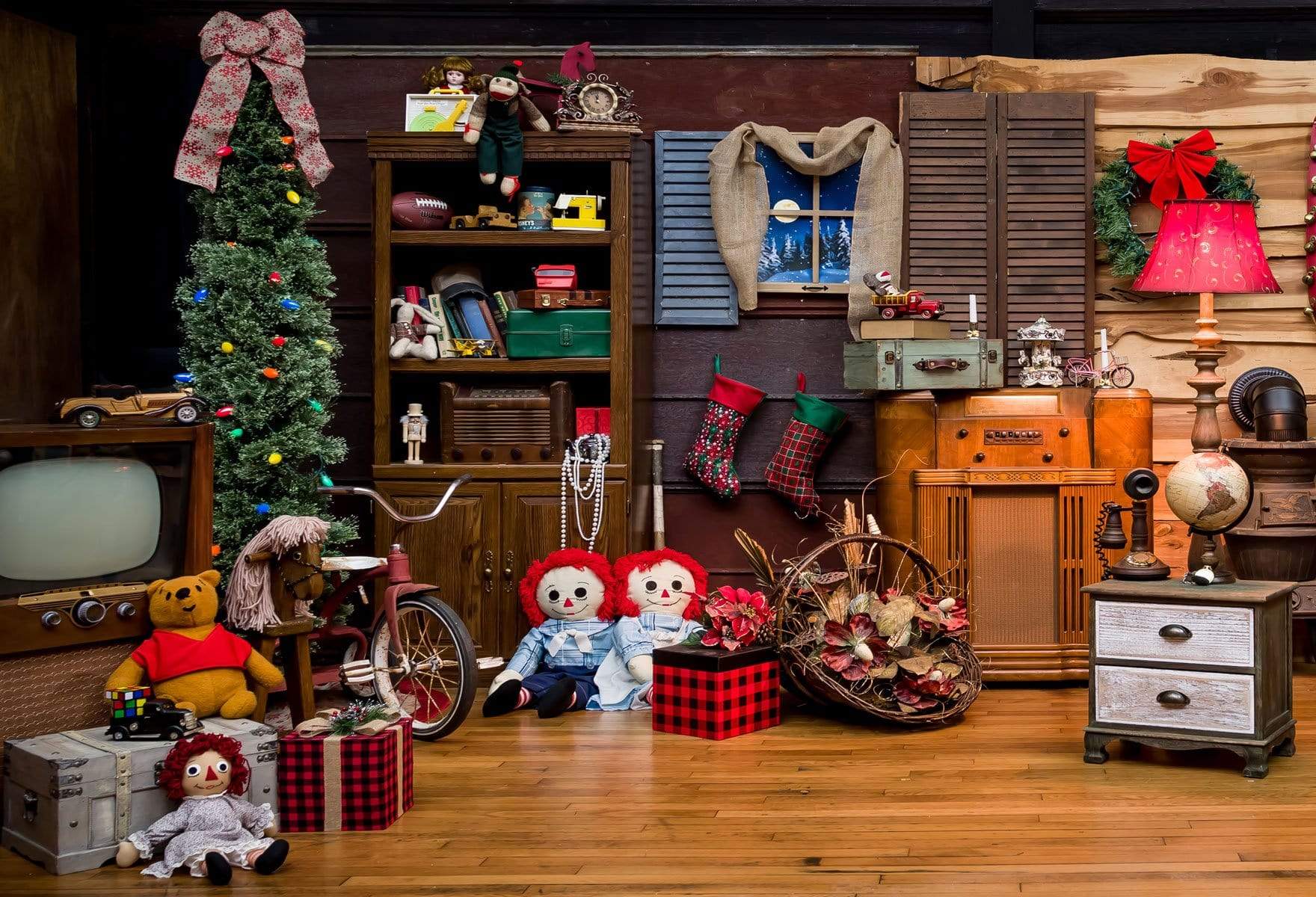 Katebackdrop£ºKate Rustic Christmas Vintage Cabin Santa?¡¥s toy shop Backdrop for Photography