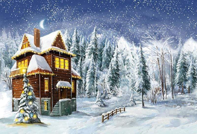 Katebackdrop：Kate Christmas Winter Snowflake Wooden House Backdrops for Photography