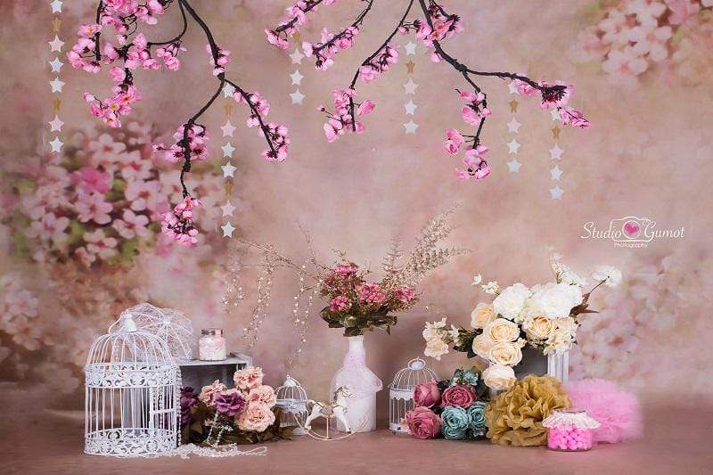 Katebackdrop：Kate floral antique pink for cake smash backdrop designed by Studio Gumot