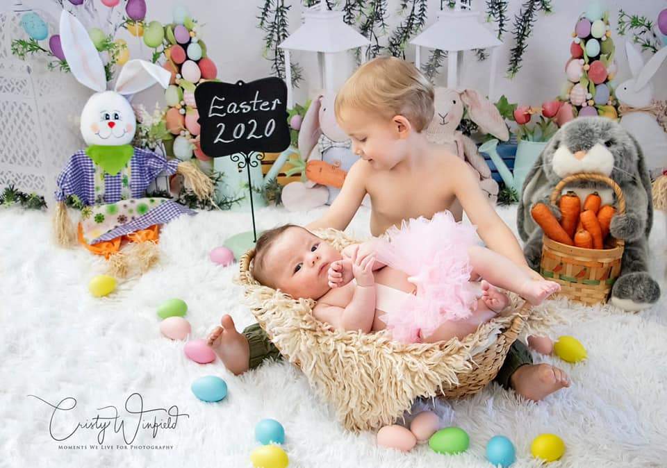 Katebackdrop£ºKate Easter with Rabbits Floral Backdrop for Photography