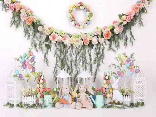 Cargar imagen en el visor de la galería, Katebackdrop£ºKate Easter with Rabbits Floral Backdrop for Photography