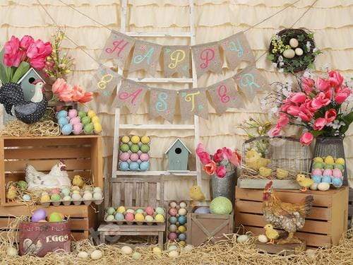 Katebackdrop：Kate Colorful Eggs Happy Easter Backdrop for Photography