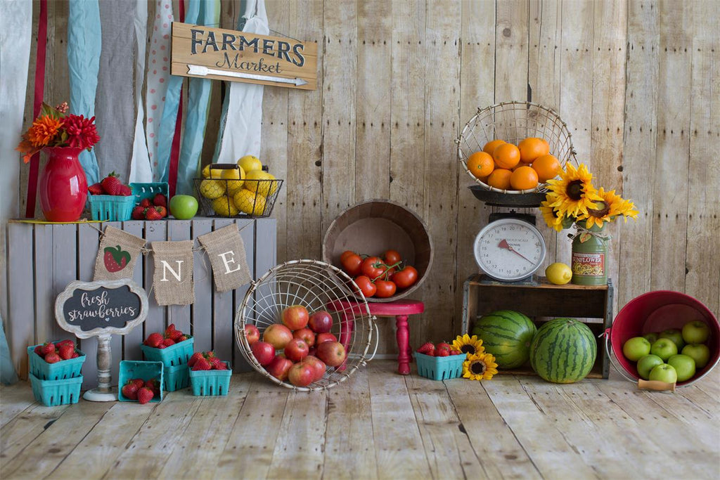 Kate Fruta Cumpleaños Niño Telón de fondo para fotografía diseñado por Danette Kay photography