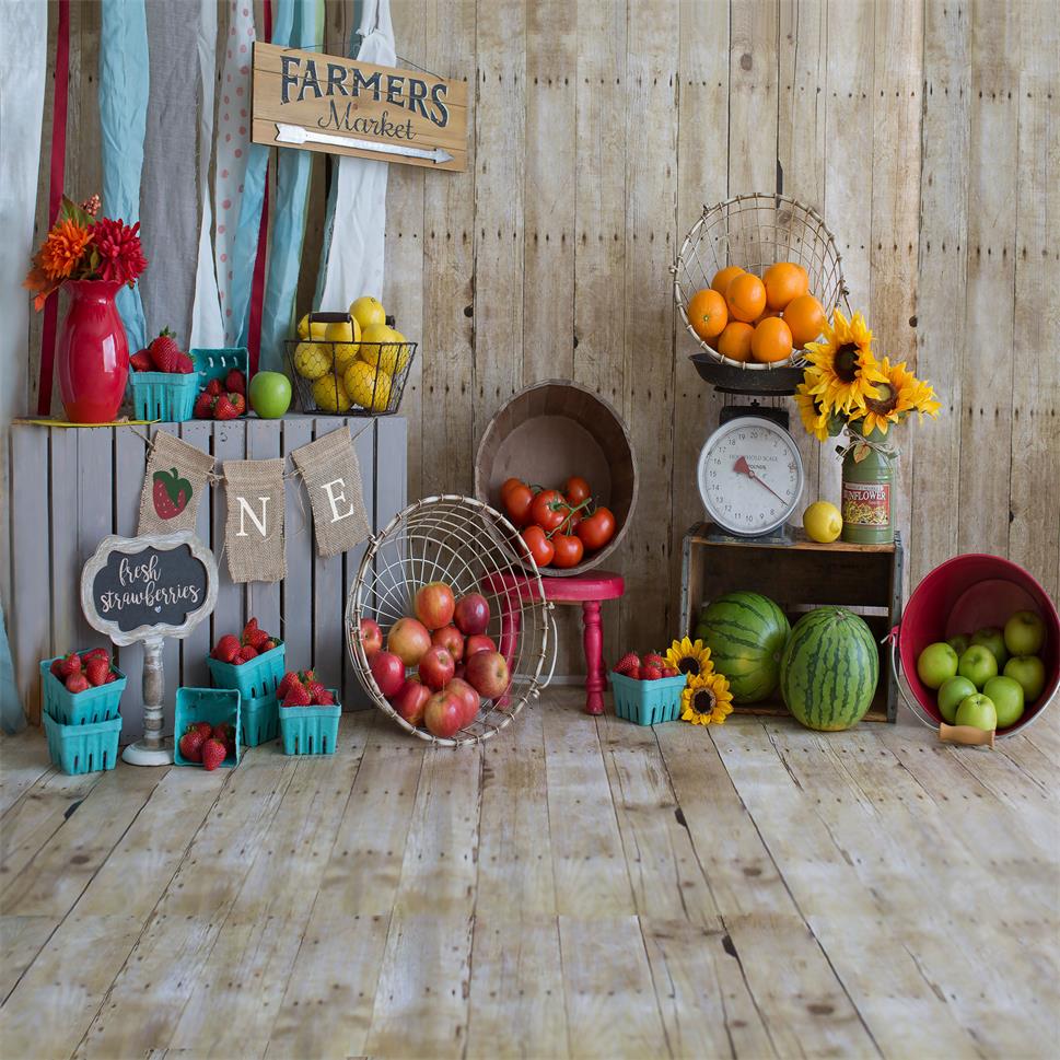 Kate Fruta Cumpleaños Niño Telón de fondo para fotografía diseñado por Danette Kay photography