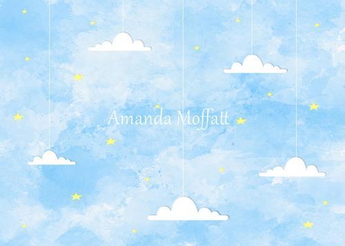 Katebackdrop：Kate Blue Sky and Clouds Children Backdrop for Photography Designed by Amanda Moffatt