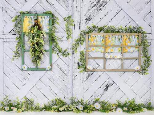 Katebackdrop£ºKate Retro Wood Lemon color and Daisies  Spring Backdrop