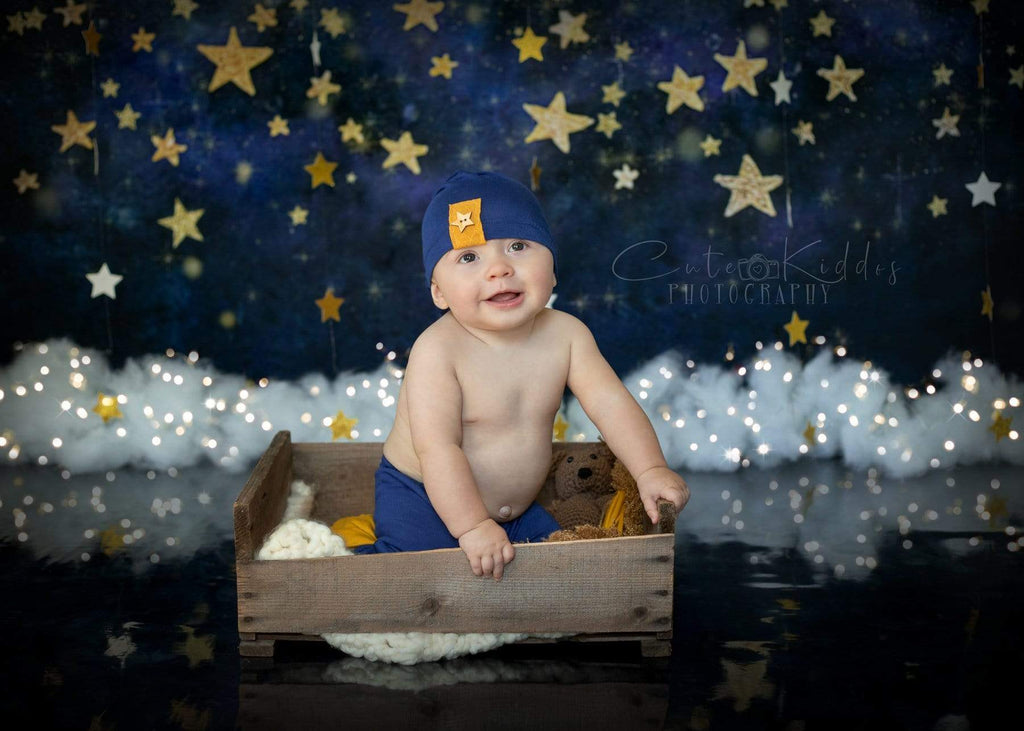 Katebackdrop£ºKate Night Sky with Gold Stars Children Backdrop for Photography Designed by Mandy Ringe Photography
