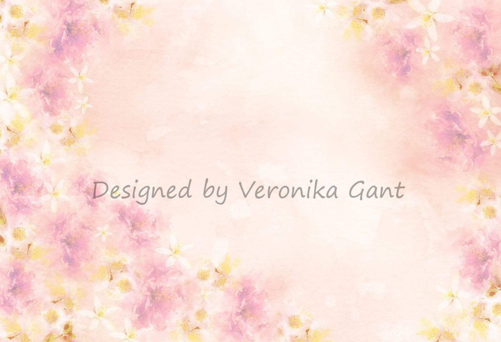 Katebackdrop：Kate Fine Art Watercolors Pink Flowers Abstract Backdrop designed by Veronika Gant