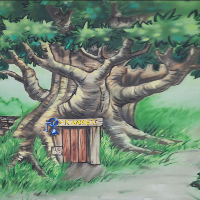 Telón de fondo de bosque de casa de árbol de esquina de niños