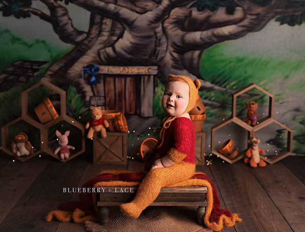 Telón de fondo de bosque de casa de árbol de esquina de niños