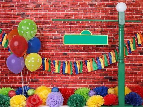 Cargar imagen en el visor de la galería, Katebackdrop£ºKate Brick Wall with Colorful Balloons Backdrop for Photography
