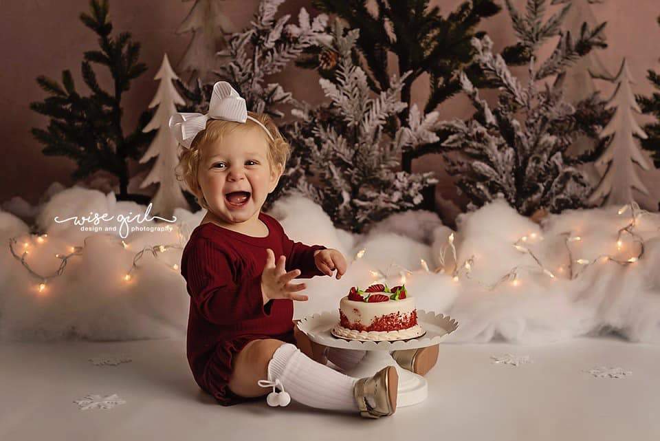 Kate Pinos en la nieve Fondo navideño para fotografía Navidad diseñado por Mandy Ringe Photography