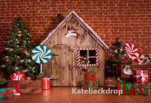 Cargar imagen en el visor de la galería, Katebackdrop£ºKate Christmas Wooden House Decorations Backdrop for Photography
