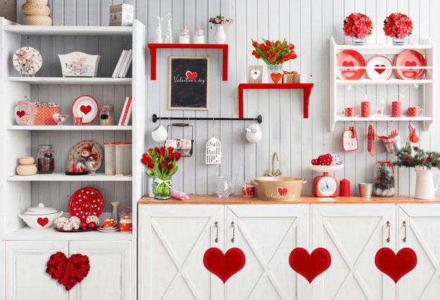 Kate Fondo de cocina para hornear amor de San Valentín para fotografía