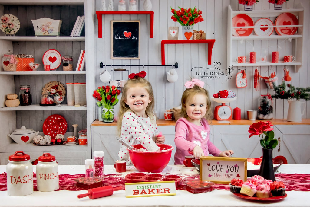 Kate Fondo de cocina para hornear amor de San Valentín para fotografía