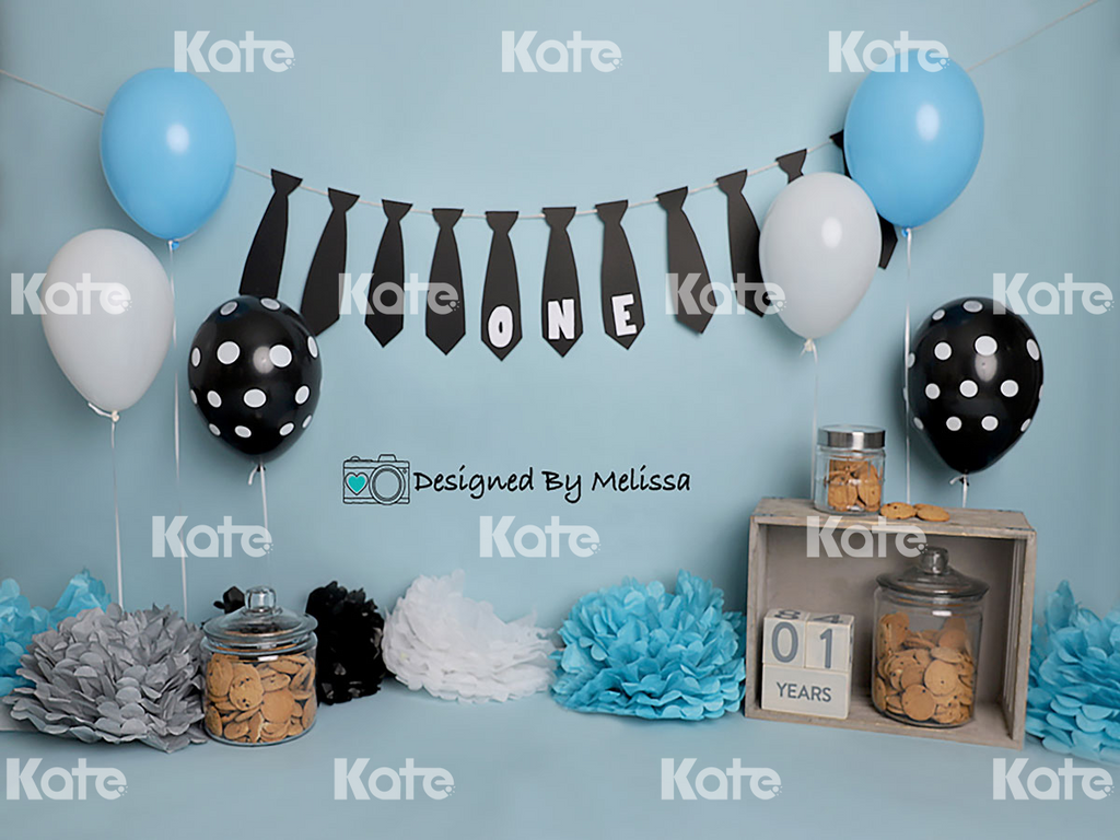 Kate Cumpleaños globos Azul Telón de fondo para fotografía diseñado por Melissa King