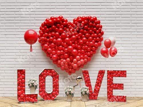 Katebackdrop£ºKate Valentine's Day Love Balloons White Wall Backdrop for Photography