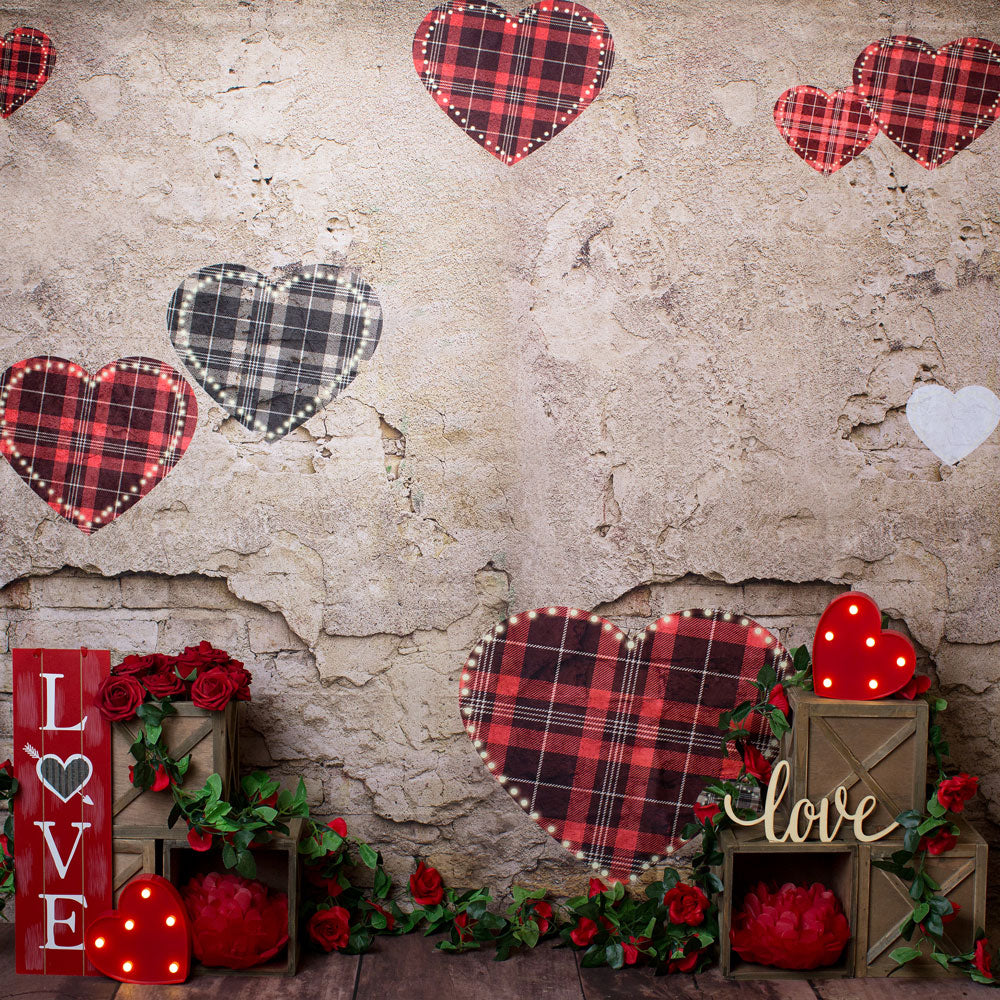 Fondo de pared de ladrillo del día de San Valentín de Kate Diseñado por Megan Leigh Photography