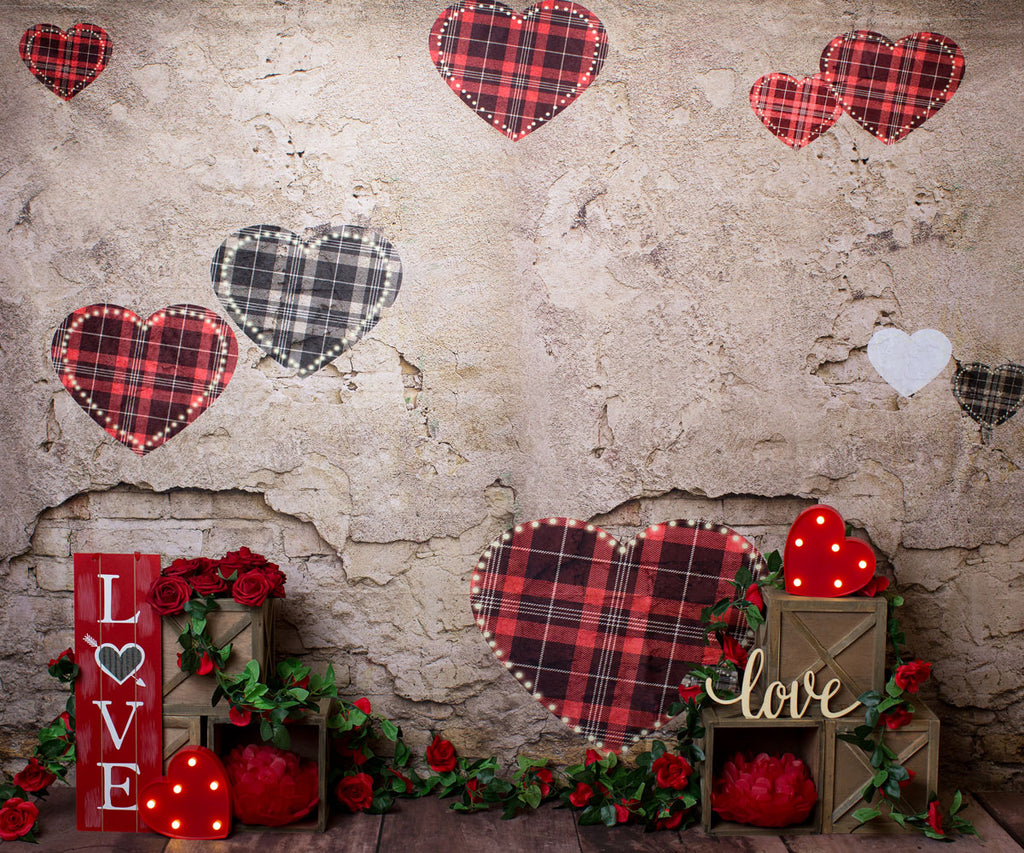 Fondo de pared de ladrillo del día de San Valentín de Kate Diseñado por Megan Leigh Photography