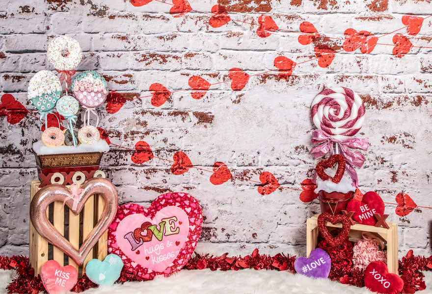 Cargar imagen en el visor de la galería, Kate dulce caramelo como telón de fondo el día de San Valentín para fotografía diseñado por Lisa Olson