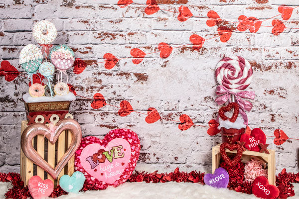 Kate dulce caramelo como telón de fondo el día de San Valentín para fotografía diseñado por Lisa Olson