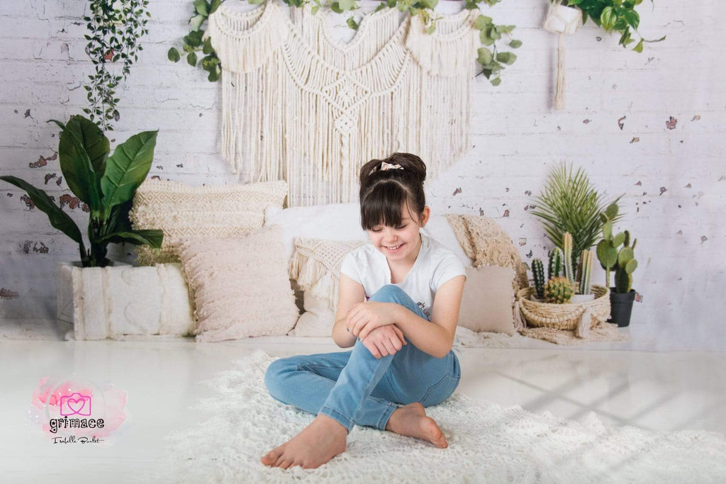 Katebackdrop£ºKate Boho Macrame Floor Pillows with Plants Spring Backdrop Designed By Mandy Ringe Photography